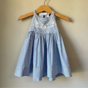 Cynthia Rowley Blue Striped Embroidered Twirly Dress Size 12-18 Months